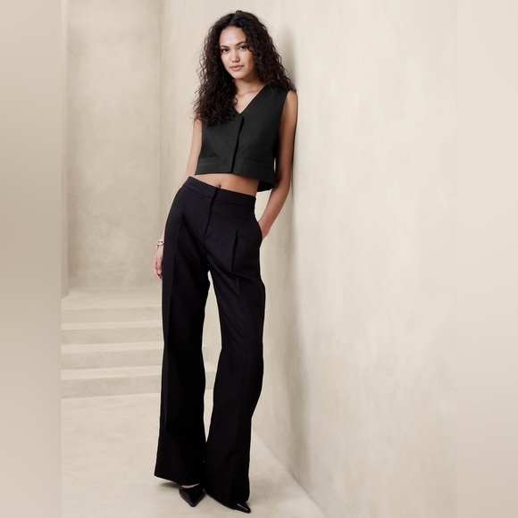 NWT! Banana Republic Black Tencel-Linen Wide-Leg Pant - Multiple Sizes 💛🩵 - Picture 1 of 5